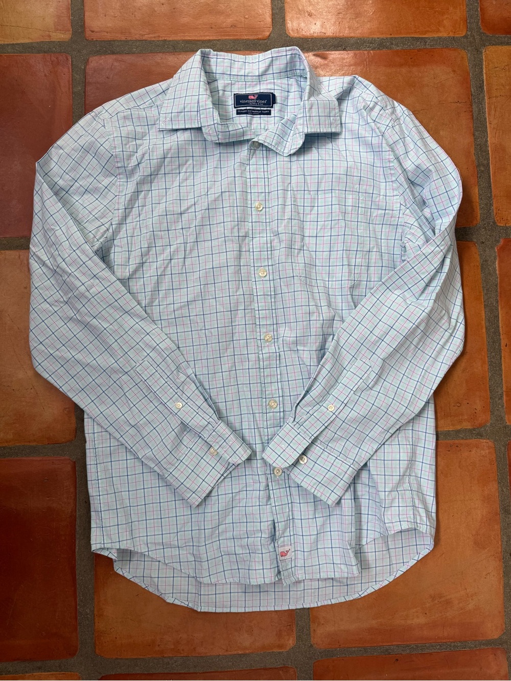 Vineyard Vines Light Blue Plaid Button-Down with Pink & Navy Windowpane